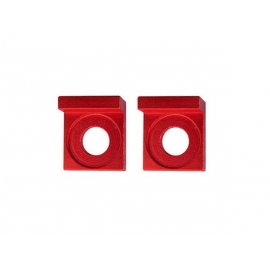 Square aluminium chain tensioners - 12mm - Red